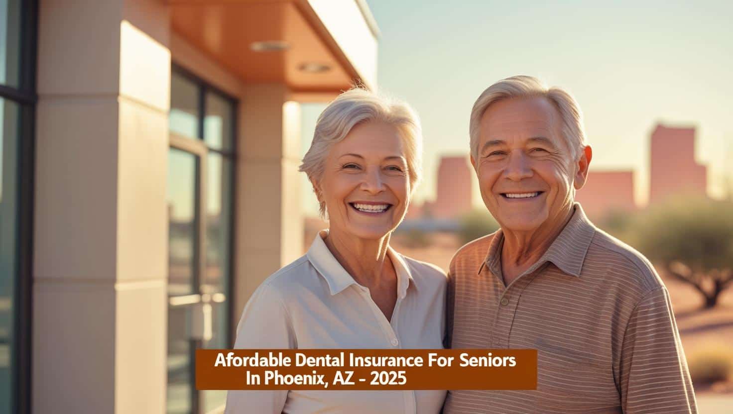 Senior couple smiling after receiving affordable dental insurance coverage in Phoenix, AZ in 2025